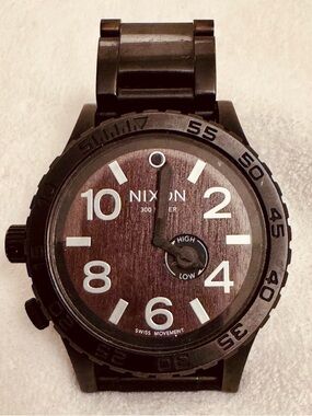 Nixon 51-30 Simplify Swiss Movement Wood Grain/Black SS 300M New Battery